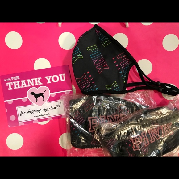 💕VS PINK RAINBOW LOGO REUSABLE MASK - Picture 2 of 14